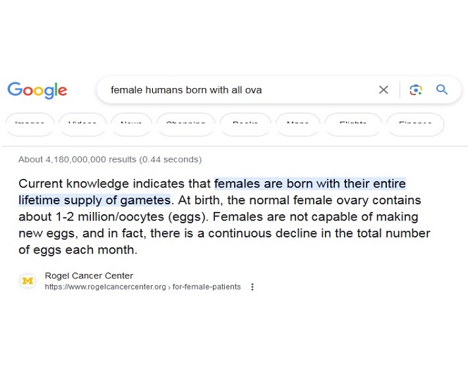 female humans are born with all our eggs