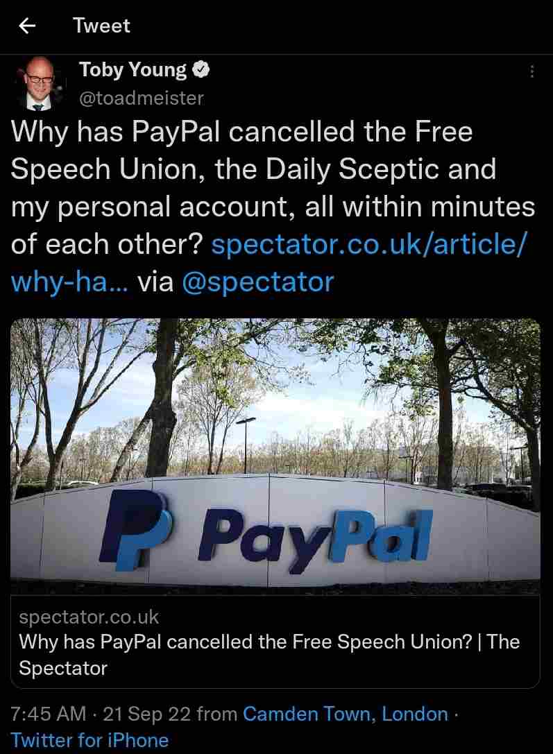 paypal free speech union daily sceptic