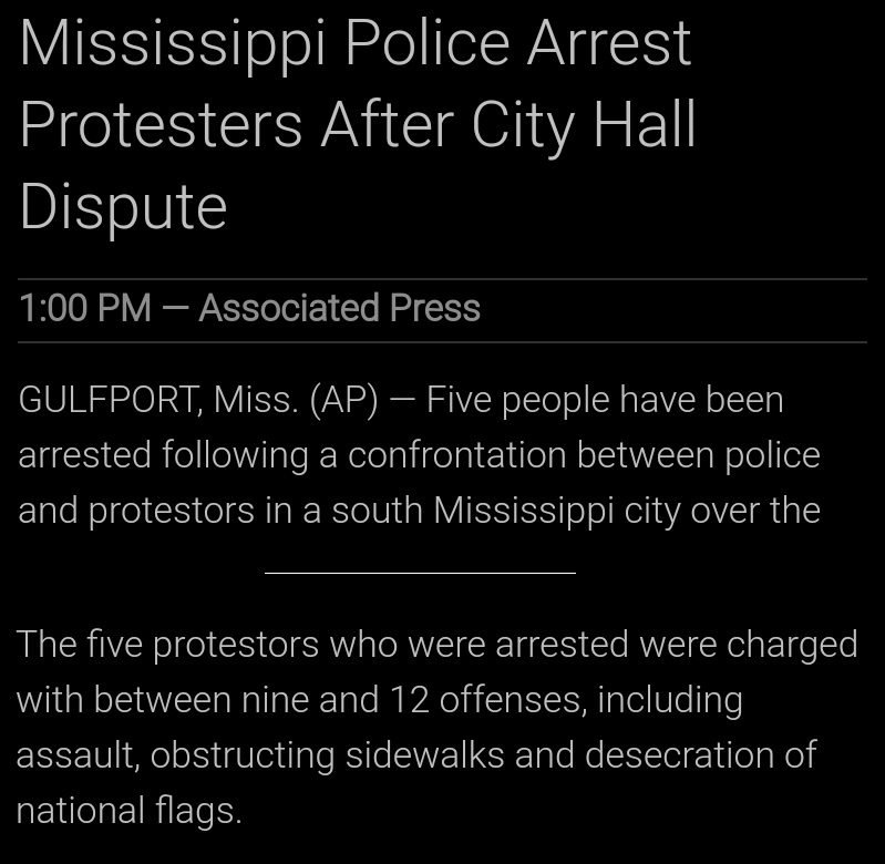 arresting people for flag burning in mississippi